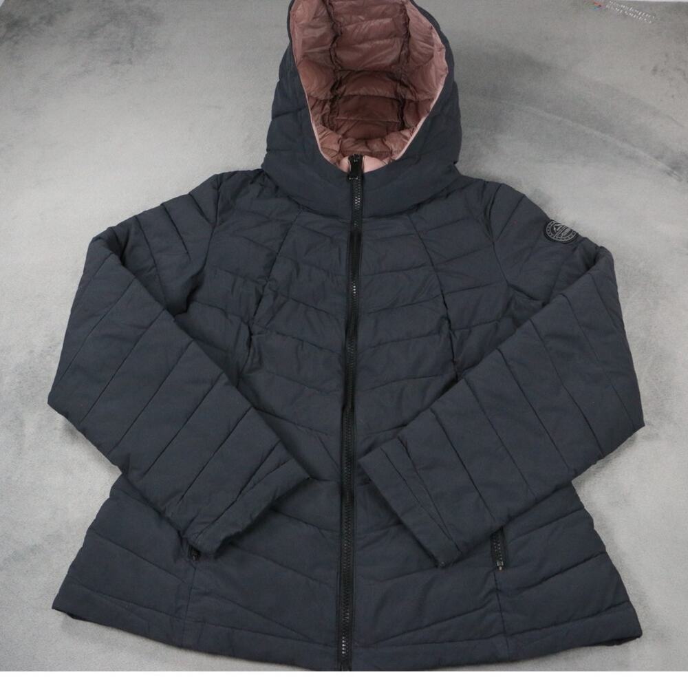 HFX Performance Jacket Womens Black Hooded Puffer Coat Lightweight Full Zip M